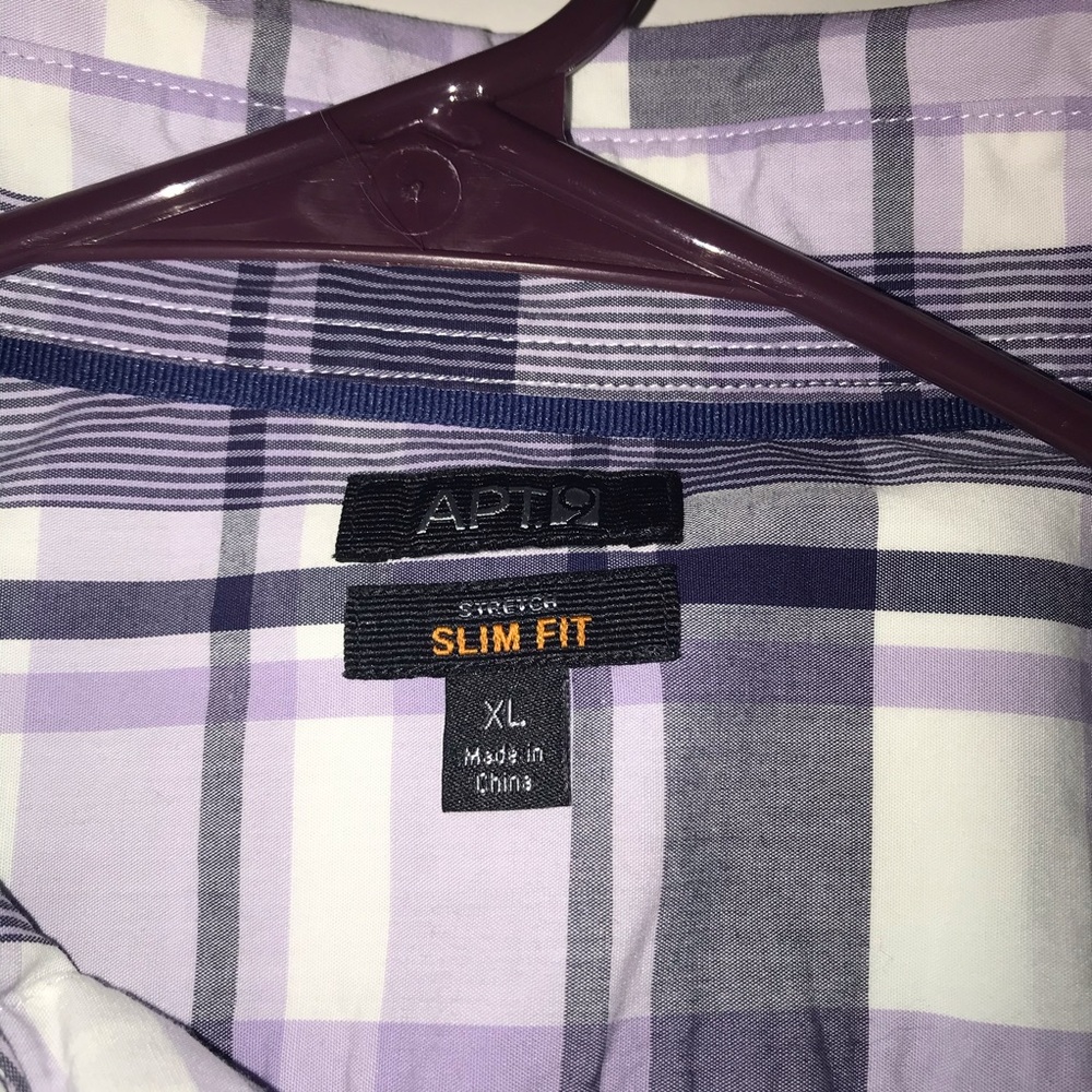 Apt 9 Purple White Plaid Button Up Shirt - Picture 3 of 5